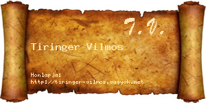 Tiringer Vilmos névjegykártya